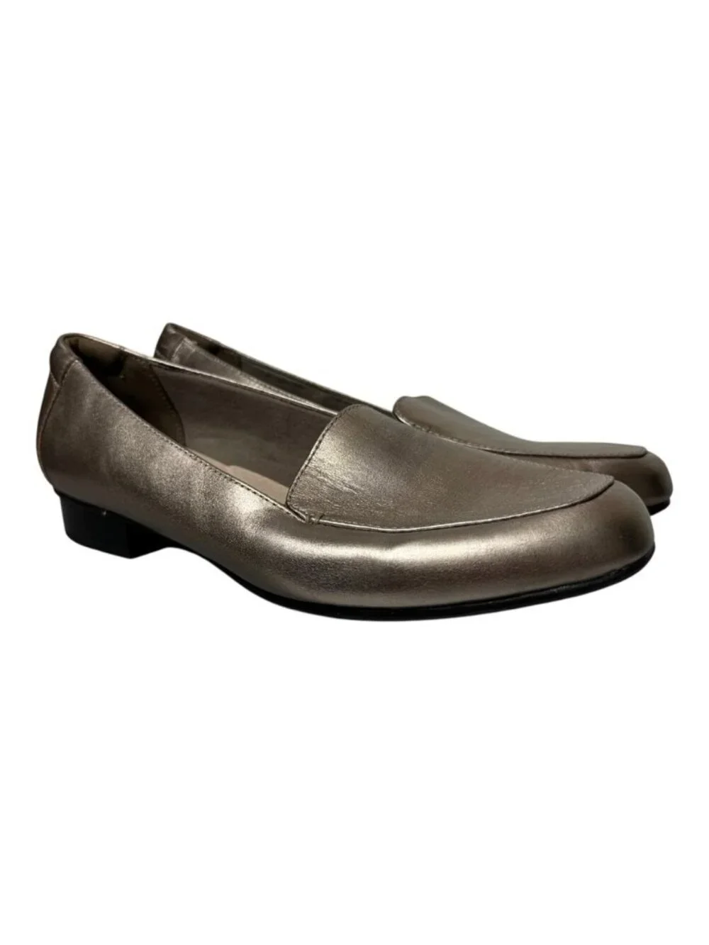 Clarks Juliet Lora Loafers Size 11 Metallic Pewter Leather Slip On